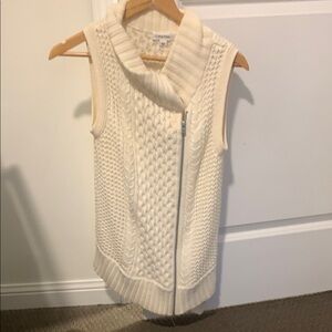 Calvin Klein Cream Chunky Knit Cowl Neck Sweater Vest